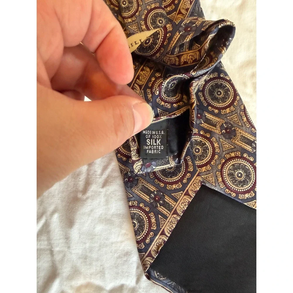Bill Blass Silk Tie Geometric Pattern Men's Necktie Steampunk Business‎ Formal